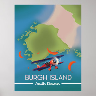 Affiche Carte de voyage de l'île de Burgh Devon