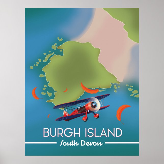 Affiche Carte de voyage de l'île de Burgh Devon (Devant)