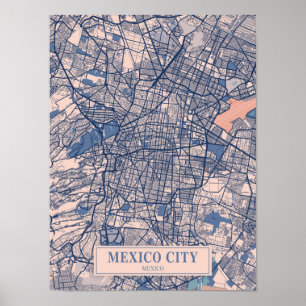 Affiche Carte de voyage de Mexico City Mexico ville venteu