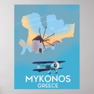 Affiche Carte de voyage de Mykonos Grèce