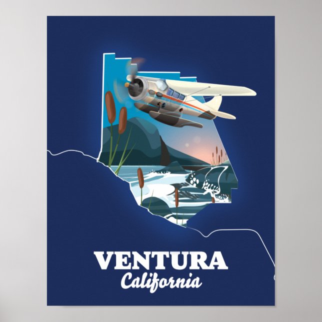 Affiche Carte de voyage de Ventura en Californie (Devant)