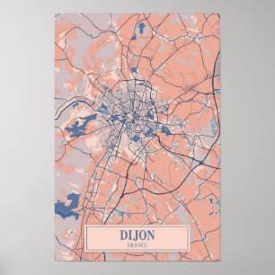 Affiche Carte de voyage décontractée de Dijon France