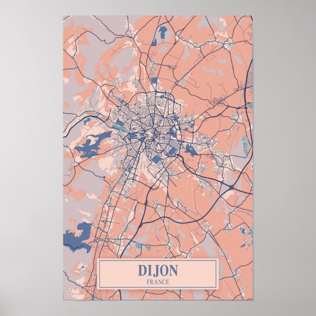 Affiche Carte de voyage décontractée de Dijon France (Devant)