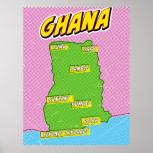 Affiche Carte de voyage du Ghana