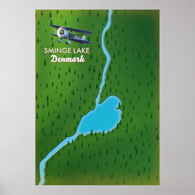 Affiche Carte de voyage du lac Sminge Danemark (Devant)