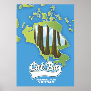 Affiche carte de voyage du parc national cat ba vietnam