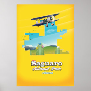 Affiche carte de voyage du parc national de saguaro