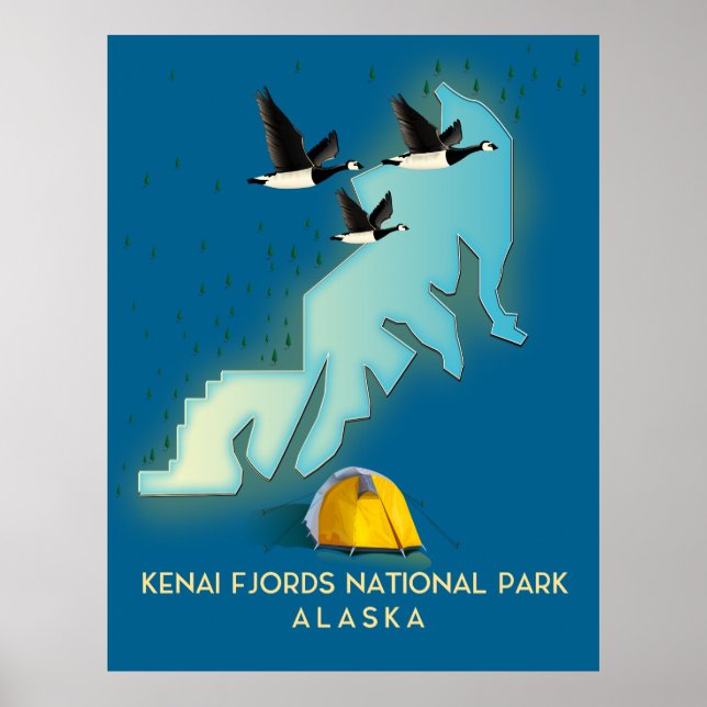 Affiche Carte de voyage du parc national des fjords de Ken (Devant)