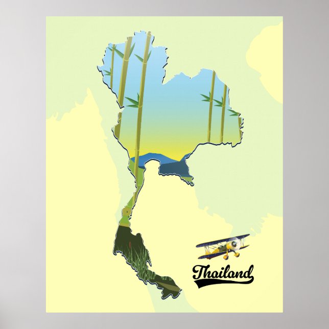 Affiche carte de voyage en Thaïlande (Devant)