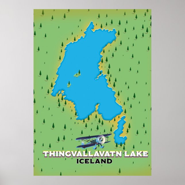 Affiche Carte de voyage Islande du lac Thingvallavatn (Devant)