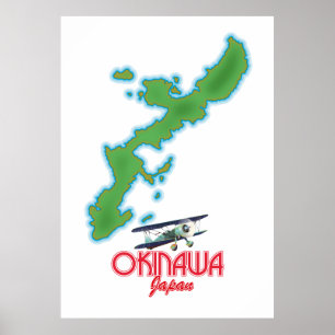Affiche carte de voyage Okinawa Japon