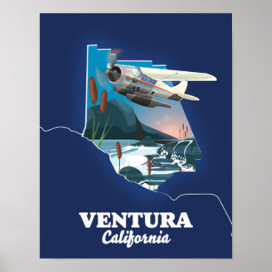 Affiche carte de voyage Ventura Californie