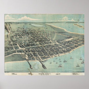 Affiche Carte de vue d'oeil d'oiseau de Corpus Christi le