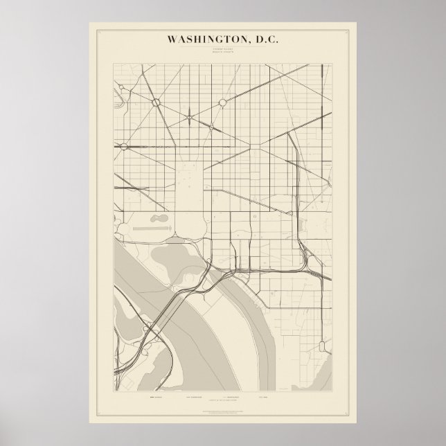 Affiche Carte de Washington DC (Devant)