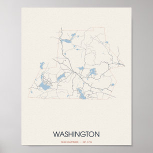 Affiche Carte de Washington (New Hampshire) sous forme d'a
