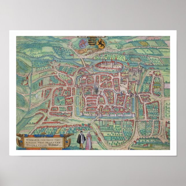 Affiche Carte de Weimar, de Civitates Orbis Terrarum par (Devant)