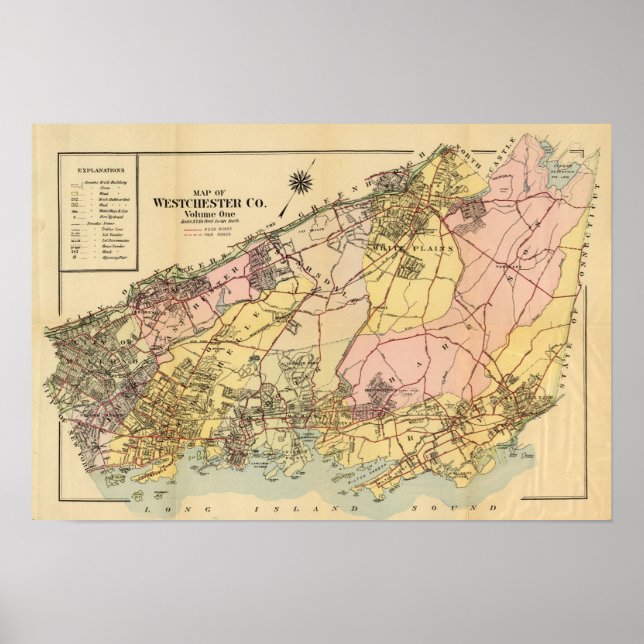 Affiche Carte de Westchester Co (Devant)