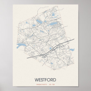 Affiche Carte de Westford Massachusetts