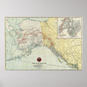 Affiche Carte De White Pass & Yukon Route Et Connexions