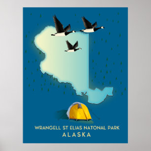 Affiche carte de wrangell st elias Alaska
