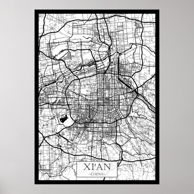 Affiche Carte de Xi'An Chine (Devant)