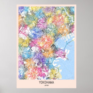 Affiche Carte de Yokohama Japon