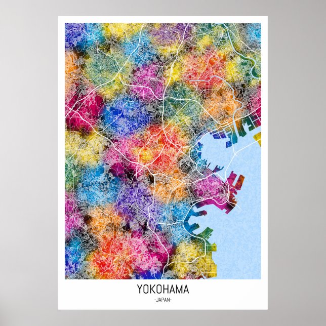 Affiche Carte de Yokohama Japon (Devant)
