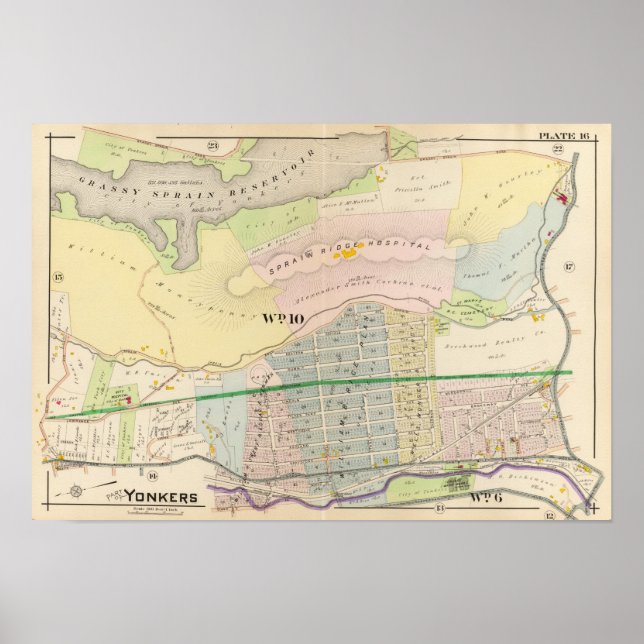 Affiche Carte de Yonkers NY Atlas (Devant)
