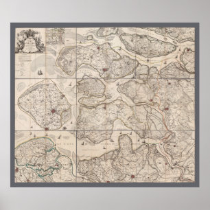 Affiche Carte de Zélande, Pays-Bas (1748)