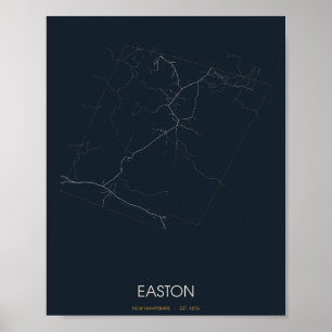 Affiche Carte d'Easton, New Hampshire (de nuit)