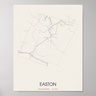 Affiche Carte d'Easton New Hampshire – Fondée en 1876