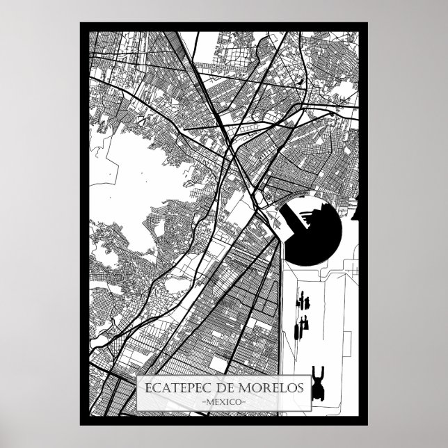 Affiche Carte d'Ecatepec de Morelos Mexico (Devant)