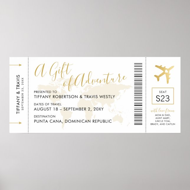 Affiche Carte d'embarquement Billet Voyage Cadeau (Devant)