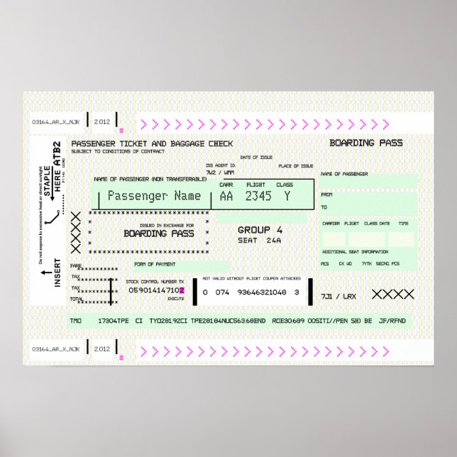 Affiche Carte d'embarquement personnalisable (Devant)