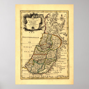 Affiche Carte des 12 tribus de l'Israël antique, (1752)