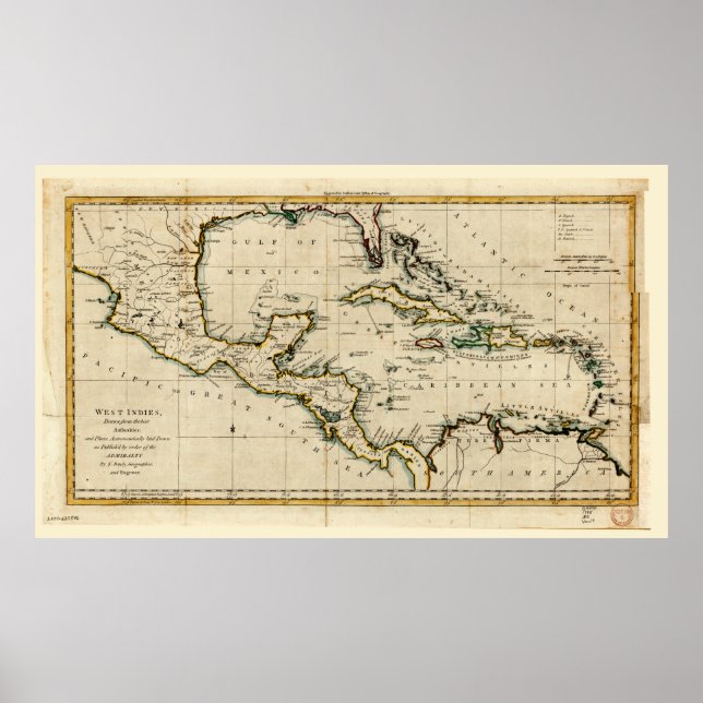 Affiche Carte des Antilles (1785) (Devant)