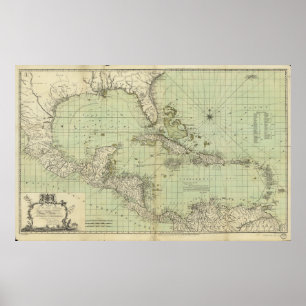 Affiche Carte des Antilles par Thomas Bowen (1774)