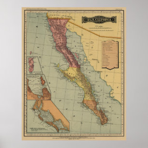 Affiche Carte des antiquités de la Basse Californie