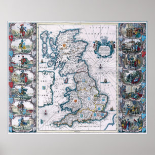 Affiche Carte des antiquités du XVIIe siècle