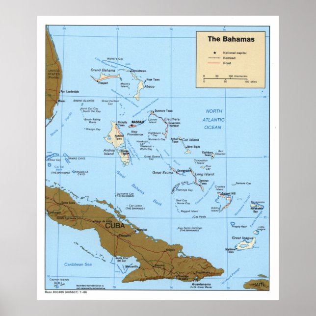 Affiche Carte des Bahamas (1986) (Devant)