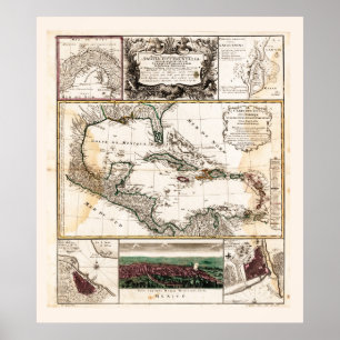 Affiche Carte des Caraïbes (1781)