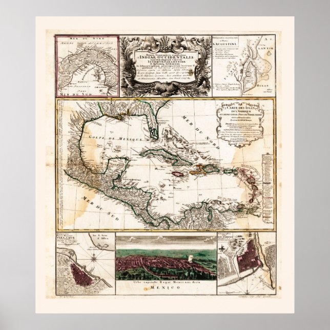 Affiche Carte des Caraïbes (1781) (Devant)