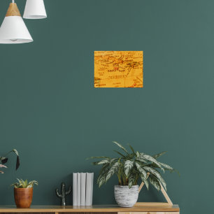 Affiche Carte des Caraïbes Vintage