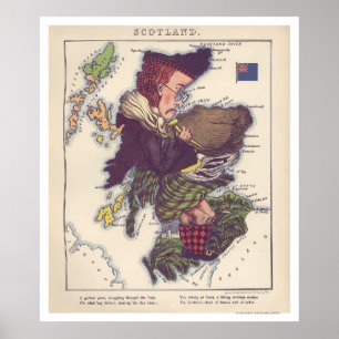 Affiche Carte des caricatures écossaises 1868