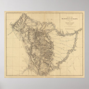 Affiche Carte des collines noires du Dakota