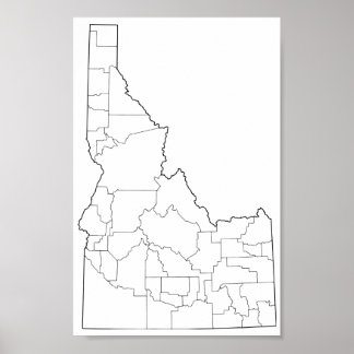 Affiche Carte des comtés de l'Idaho vierge