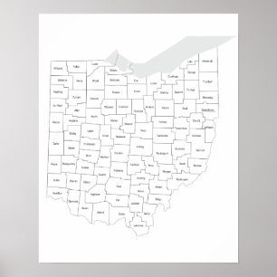 Affiche Carte des comtés de l'Ohio