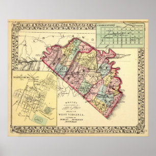 Affiche Carte des comtés de Morgan, Berkeley et Jefferson