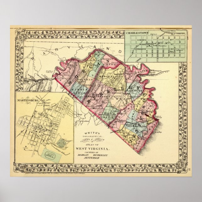 Affiche Carte des comtés de Morgan, Berkeley et Jefferson (Devant)