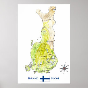 Affiche Carte des couleurs de la Finlande